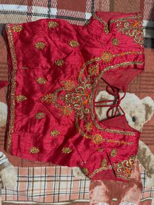 Red Heavy Blouse And Saree