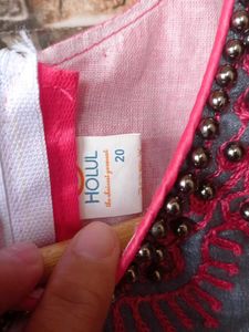Cute Flower Girl Frock Gray &amp; Pink