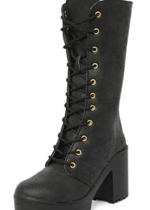 Black heel Lace-Up Boots
