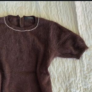 Vintage Brown Angora Blend Knit Top