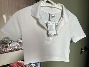 H&M white polo top
