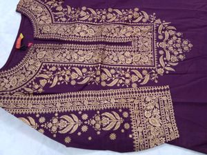 Vishudh Brand Plum Gold Kurta