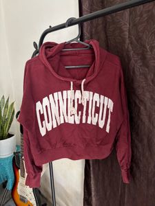 Maroon Connecticut Crop Hoodie