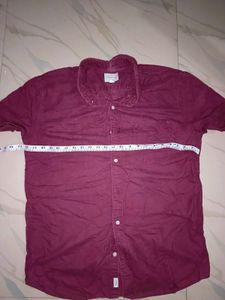 American Eagle Burgundy Button-Down Shirt