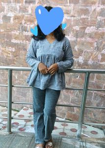 Checkered Peplum Top