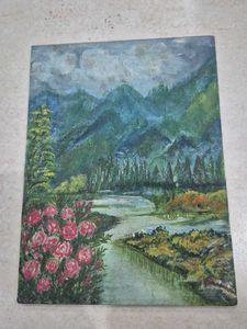 Vintage Mountain Landscape Painting