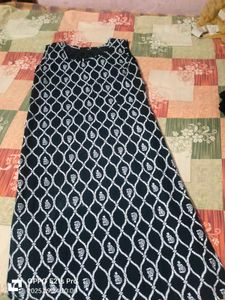 Black &amp; White Patterned Kurti Set