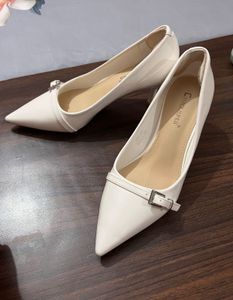 Elegant Patent White Pointed-Toe Heels