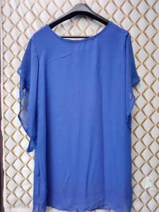 New With Tag A Line Blue Long Cute Korean Top
