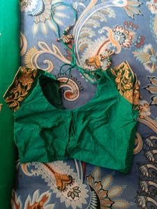 Green &amp; Gold Embroidered Saree