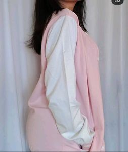 Pink &amp; White Bomber Jacket