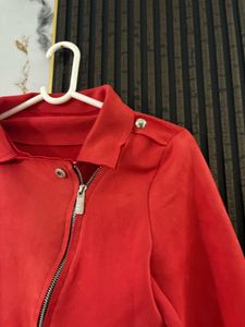 Red Suede Moto Jacket