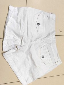 White Casual Shorts