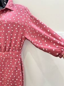 Zara Pink Polka Dot Fit And Flair Dress