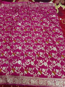 2 Combo Pink &amp; Purple Floral Saree