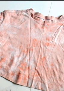 Pink And White Tye Dye Crop Top