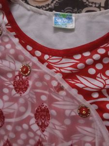New  Red &amp; White Sheer Detail Top