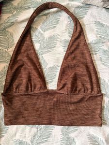 Brown Halter Crop Top