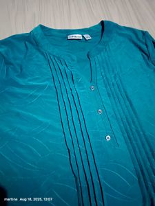 Teal Button-Detail Top