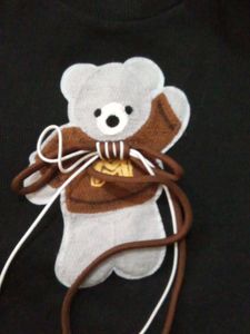 Cute Bear Graphic Black T-Shirt