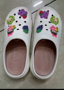 White Crocs with Fun Charms