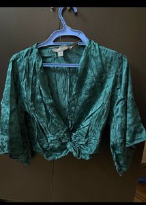 Primark Green Floral Knot-Front Top