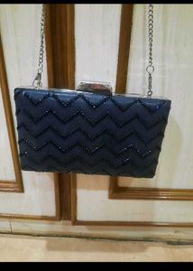 Navy Beaded Clutch