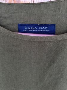 Zara Man Green Linen T-Shirt - Size M