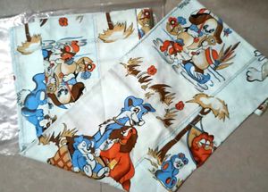 Kids Cartoon Bedsheet Blue With Pillow Cover