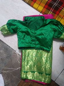 Green Silk Saree &amp; Blouse Set