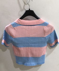 Polo Shirt Top For Women In Sky Blue And Baby Pink Colour