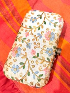 Embroidered Floral Clutch