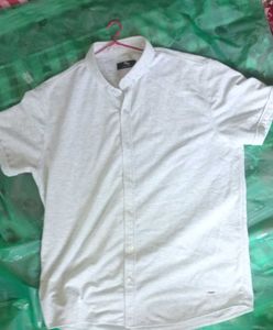 White Patterned Button-Down Shirt