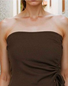 Shein Strapless Ruched Tie-Up Party Dress