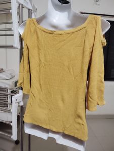 Mustard Beaded Off-Shoulder Top
