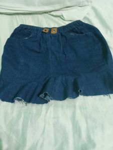Denim Ruffle Mini Skirt