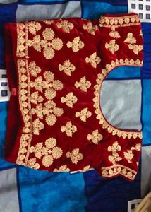 Elegant Cherry Red &amp; Gold Lehenga Set