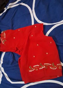 Red Embroidered Saree