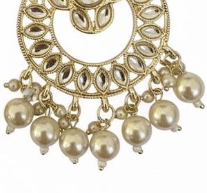 Elegant Gold-Tone Chandbali Earrings