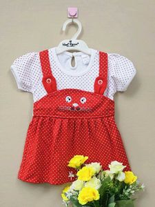 New Cute Red Polka Dot Dress Set