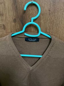 Brown V-Neck Knit Sweater(unisex)