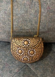 Boho Brass Studded Crossbody Bag