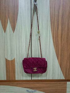 imported velvet chanel sling bag