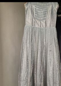 Elegant Silver Ethnic Gown