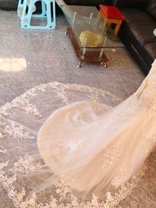 Elegant Champagne Wine Colour Lace Wedding Dress