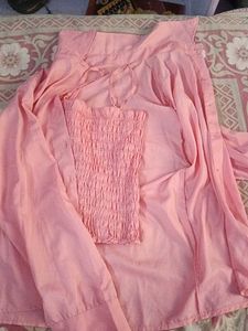 Pink Smocked Top & Cover Up Set