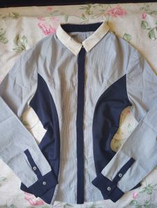 Striped Panel Button-Up Shirt
