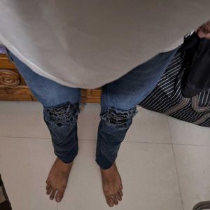 Dark Blue Damaged Jeans