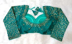 Embroidered Green Full Sleeves Blouse