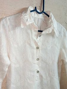 Trendy Ladies Lace Top Long Tunic White